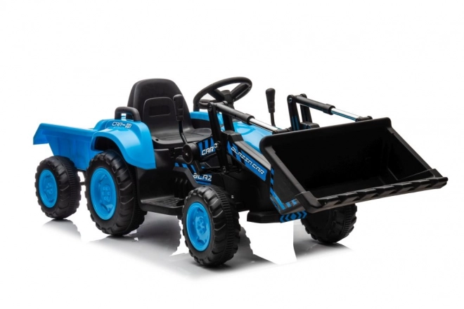 Trattore elettrico per bambini blu con benna
