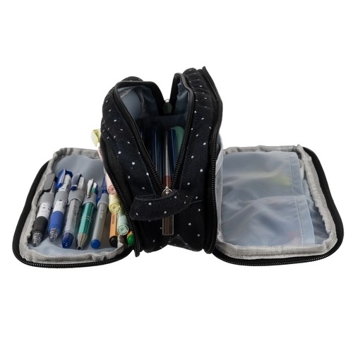 Expandable Triple Pencil Case - Black