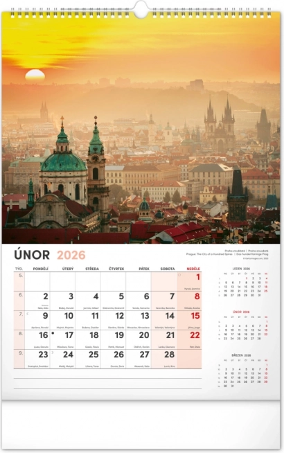 Calendrier mural Prague 2026