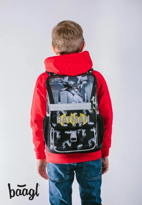 Baagl 3-piece Set: Backpack, Pencil Case, Bag - Batman Dark City