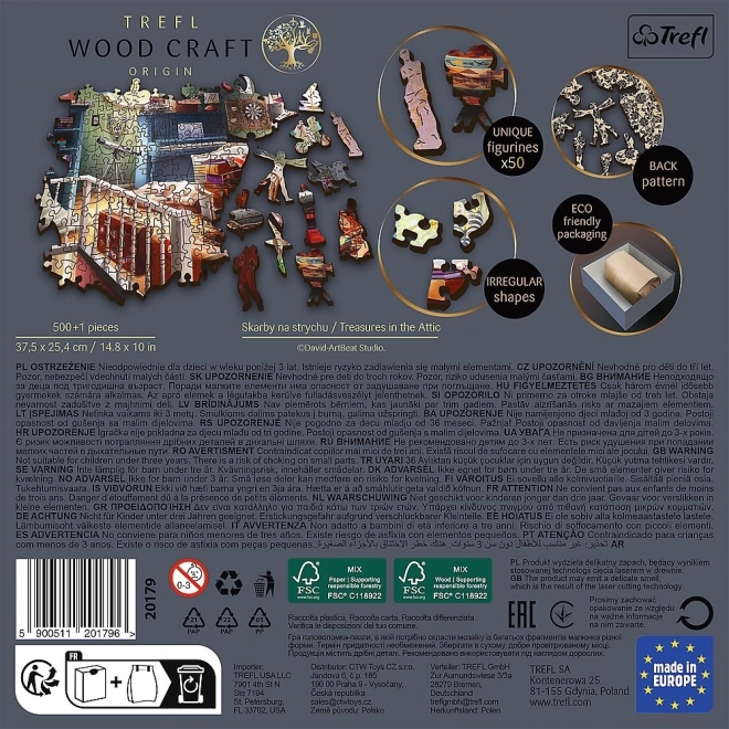 Trefl Wood Craft Origin padlás kincsei puzzle, 501 darab