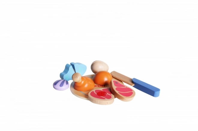 Wooden Play Food Set - Fish, Chicken & More