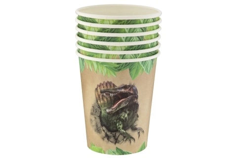 Paper Cups with Dinosaur Theme - Pack of 6