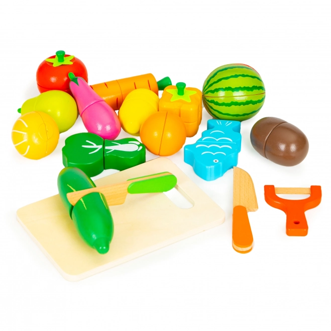 Wooden Vegetables and Fruits Cutting Play Set