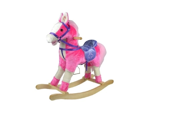 Plush Pink Rocking Horse with Sound and Movement – Pink