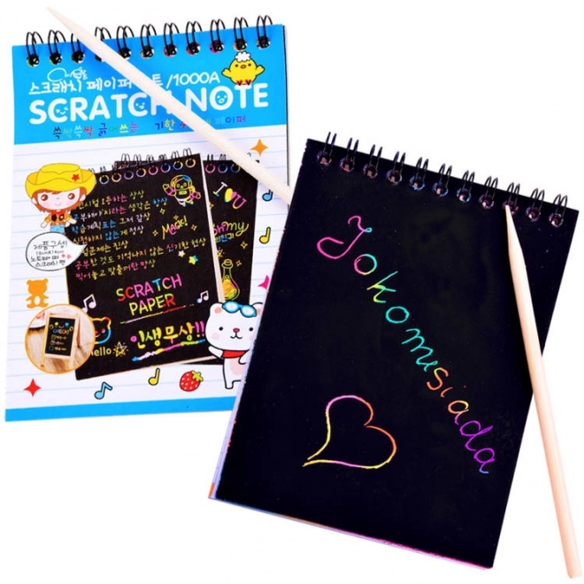 Rainbow Scratch Art Notepad with Stylus – Red