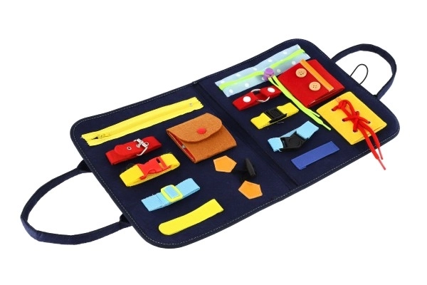 Educational Felt Pencil Case with Zippers and Buttons