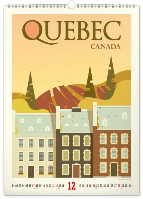 Wall calendar travel posters - world cities 2025