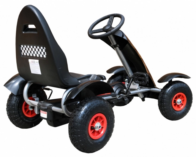 Racing Pedal Go-Kart XL for Children 3+ Black + Inflatable Wheels + Adjustable Seat + Freewheel