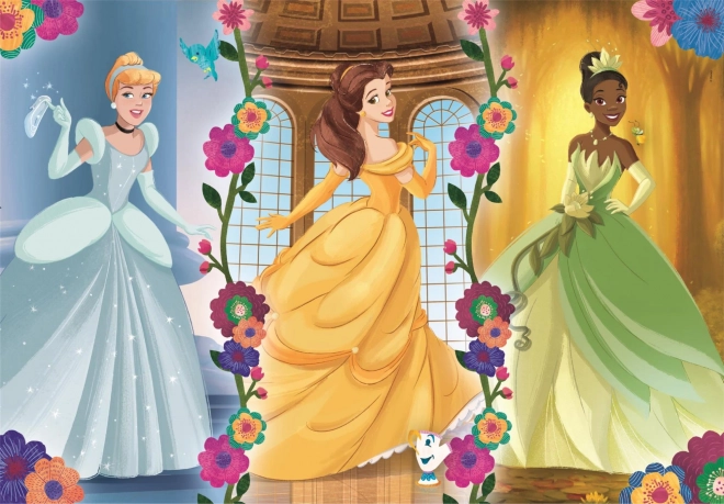 Clementoni Puzzle 104 Pieces Featuring Cinderella, Belle, and Tiana