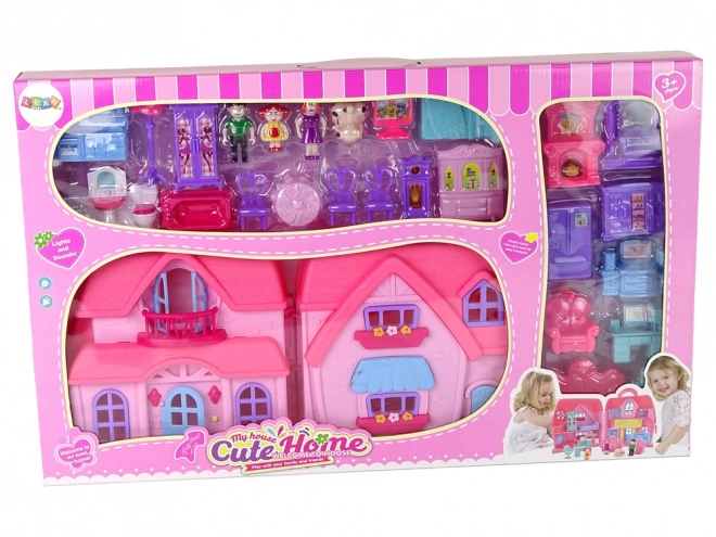 Pink Plastic Villa Playhouse Set with Lighting