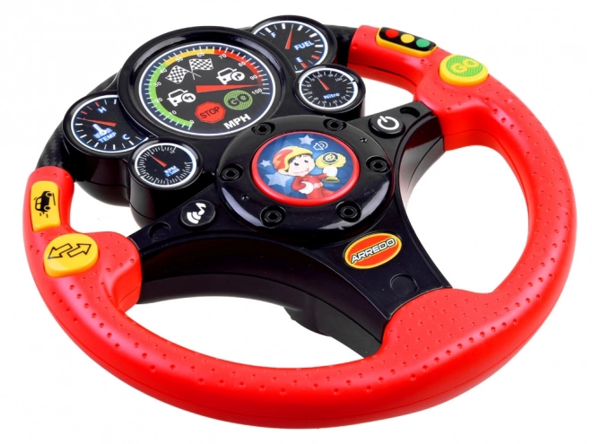 Interactive Steering Wheel with Sounds and Vibration – Red