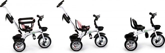 Pink ecotoys tricycle stroller with 360° swivel seat