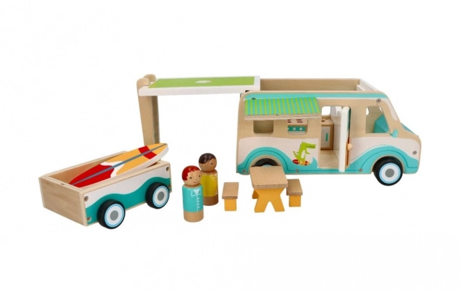 Wooden Camper with Trailer and Accessories