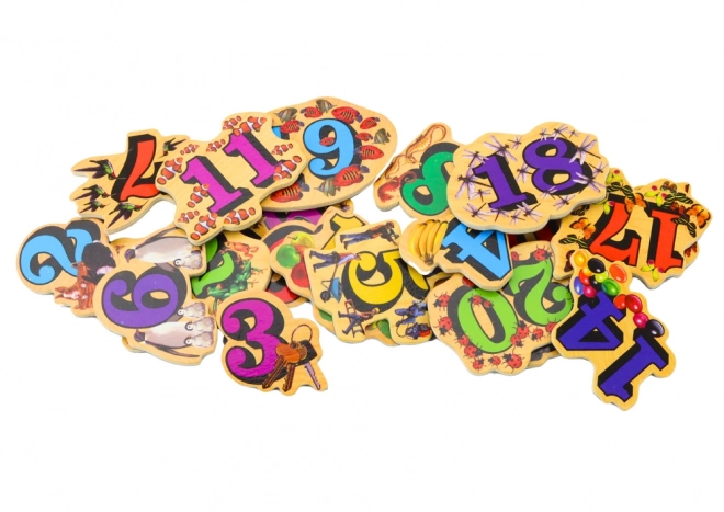 Set of Wooden Magnetic Numbers and Pictures