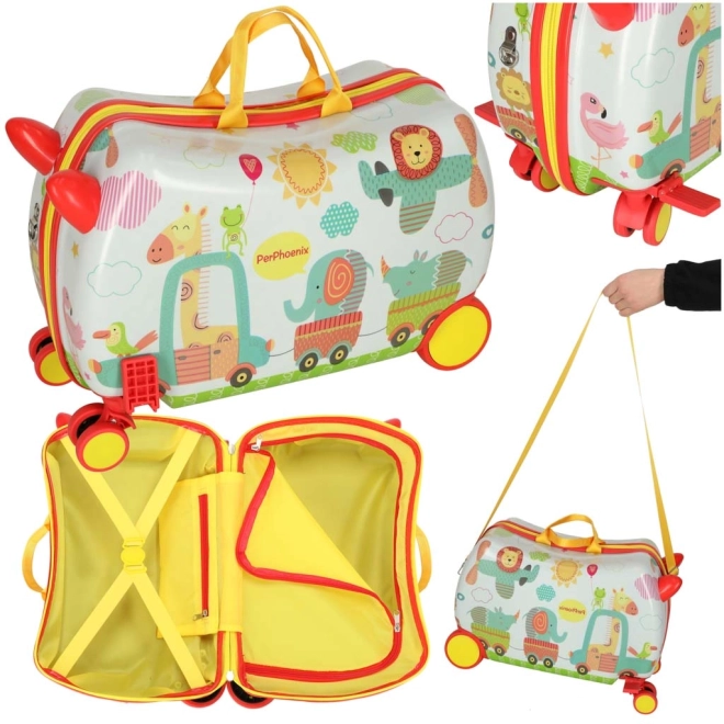 Colorful Animal Roll-On Kids Suitcase