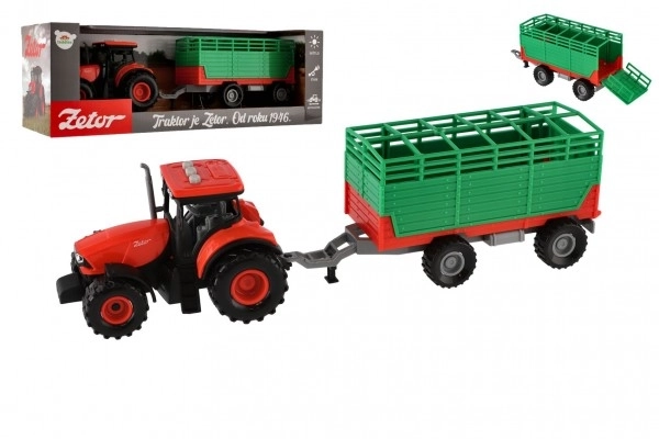 Farm Tractor with Trailer and Lights