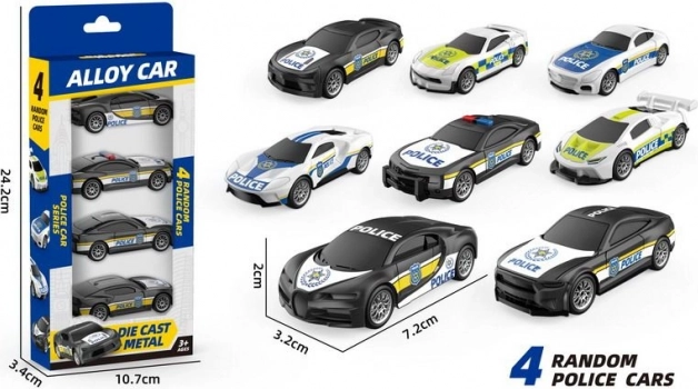 Rückzugs-Polizeiauto-Set, 4 Stück