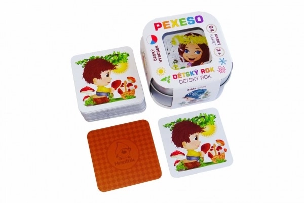 Children's Waterproof Memory Game 64 Cards In Tin Box