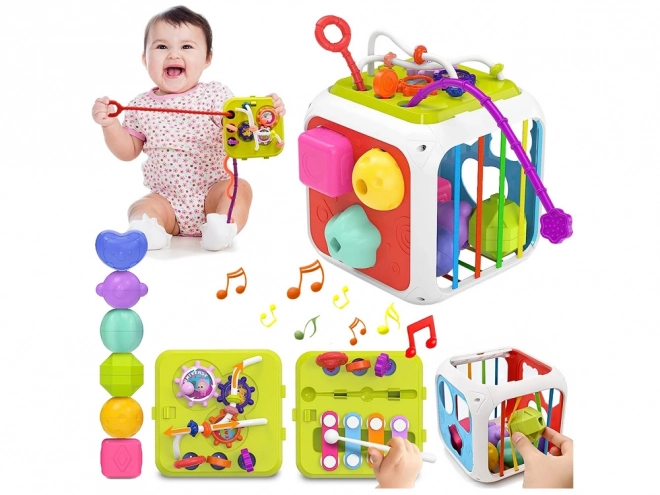 Interactive Shape Sorter and Xylophone Play Cube