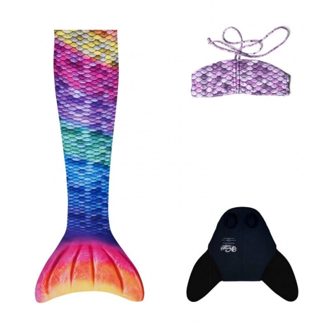 Mermaid Tail Swimsuit with Rainbow Monofin and Bikini