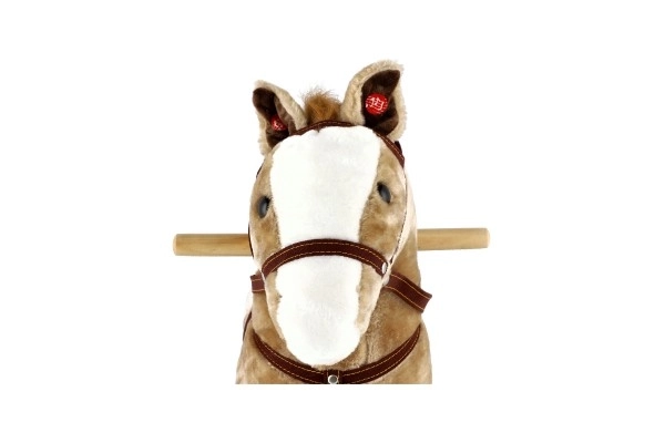 Light Brown Plush Rocking Horse with Sound and Motion