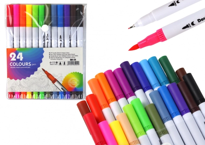 Set of Dual-Tip Markers 24 Multicolor in Organizer