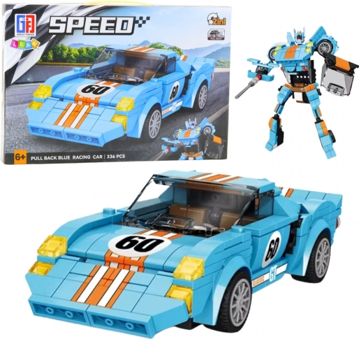 Building Kit Car Robot 2in1 Orange-Blue Drive 336 Pieces