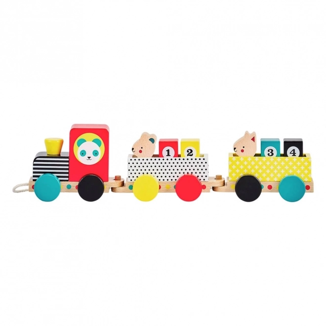 Wooden Train with Numbers and Animal Friends