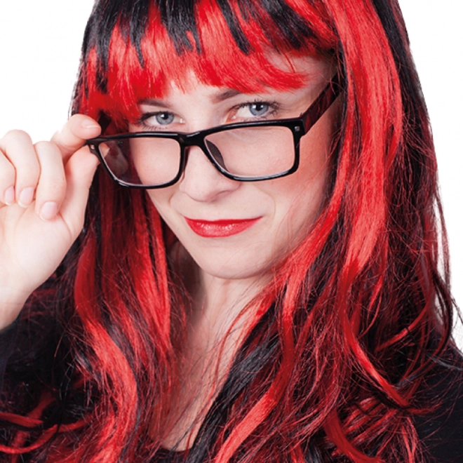 Red and Black Witch Wig for Adults