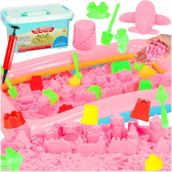 Kinetic Sand Set with Molds and Sandbox – pink