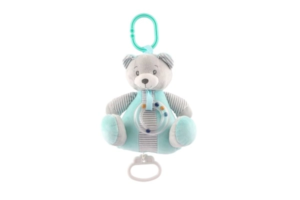 Wind-Up Music Box Plush Bear 18x17cm Green on Card in Bag 0+