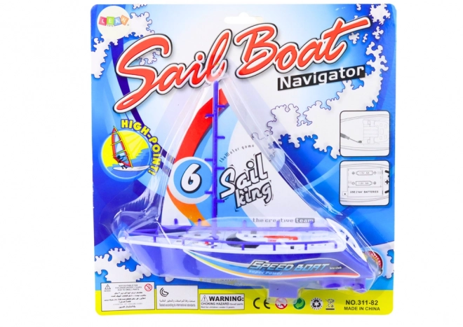 Floating Battery-Powered Blue Boat Toy