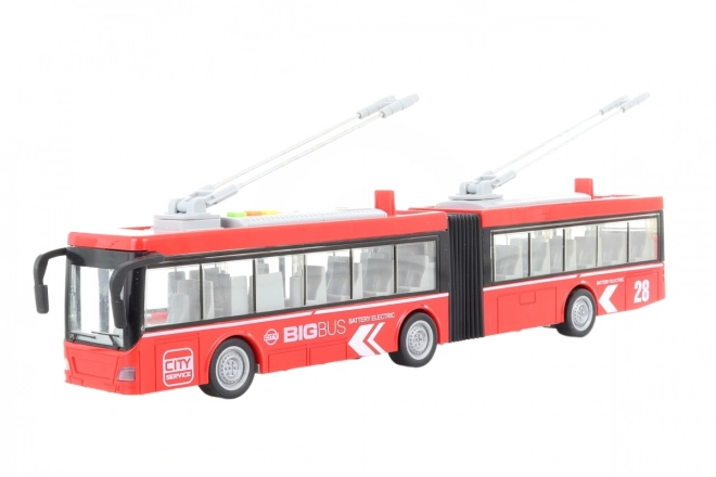 Red Articulated Trolleybus with Sounds and Lights