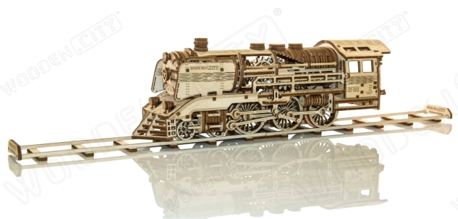 Wooden 3D Puzzle Express Train with Rails