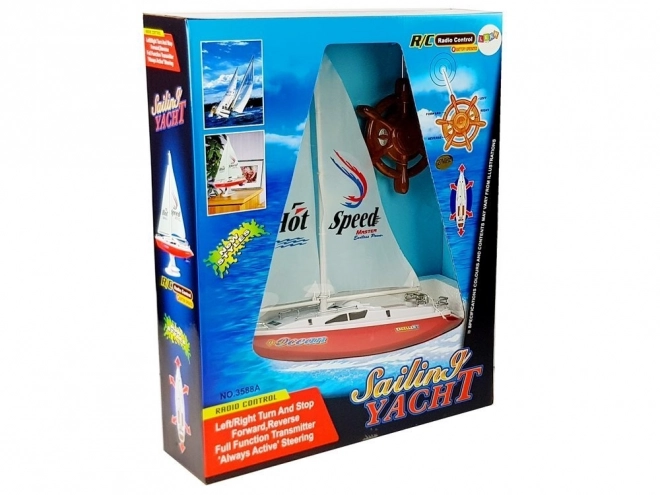 Remote Controlled Red Sailboat with Steering Remote