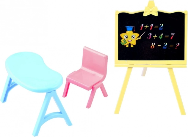 School set: blackboard, desk and chair