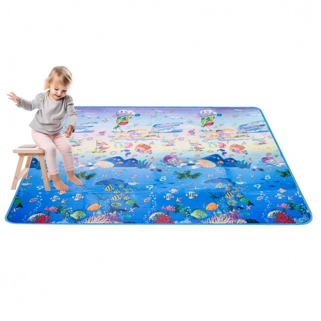 Educational Foam Play Mat Foldable Double-Sided Ocean World 190 x 170 cm