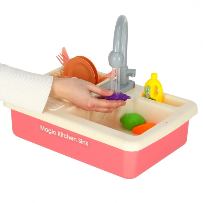 Sink Play Set with Real Water and Accessories - Pink