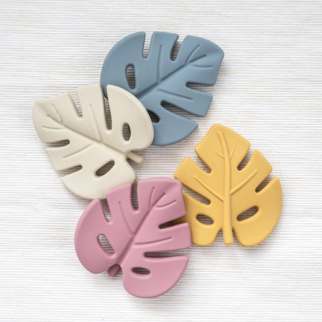 Silicone Baby Teether Leaf Dove Grey