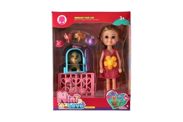 Plastic Doll with Pet and Accessories Set