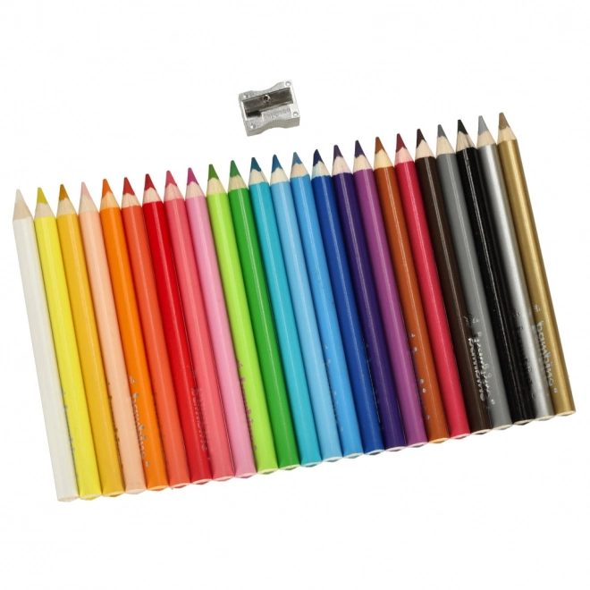 Thick Triangular Colored Pencils Set with Sharpener - 24 Colors