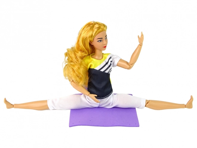 Yoga Doll with Blonde Hair and Mat