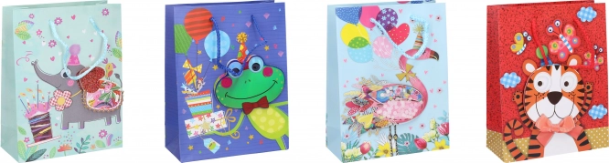 Busta regalo S per bambini 23 × 18 × 8 cm con animaletti