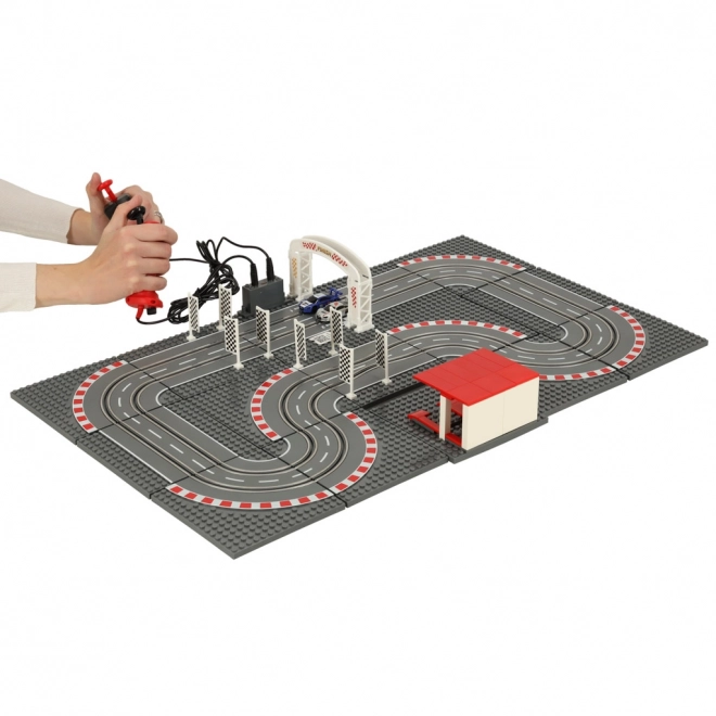 Electric Police Race Car Track with Construction Blocks