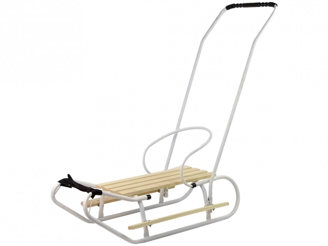 Metal sled with push handle white