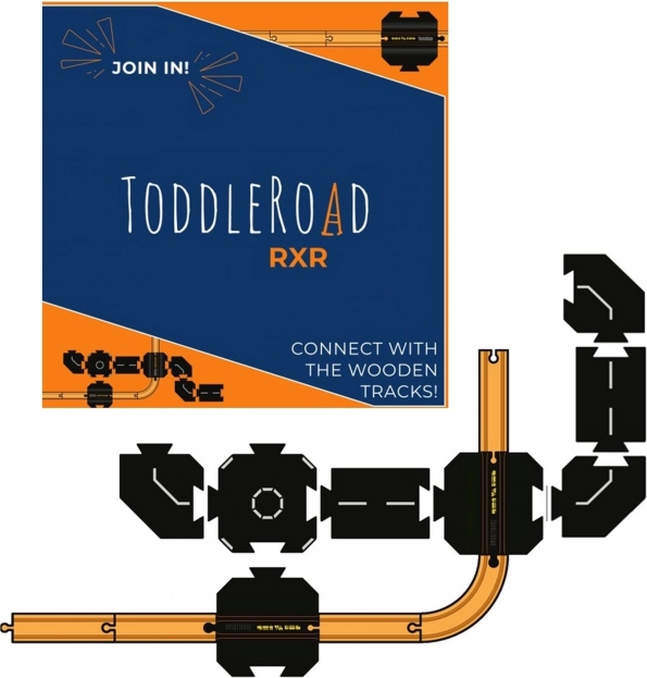 Toddleroad Railway Crossing with Accessories – Flexible Road, 8‑Piece Silicone Set