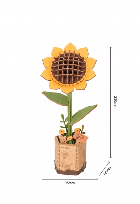 Wooden 3D Puzzle Sunflower