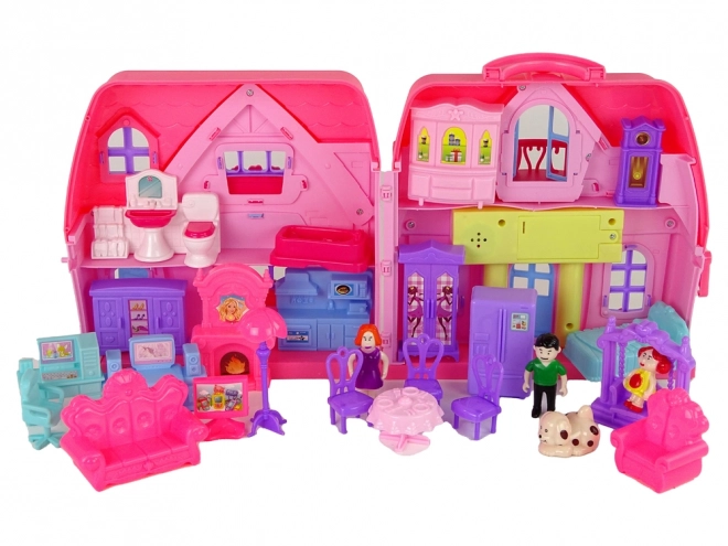 Pink Plastic Villa Playhouse Set with Lighting