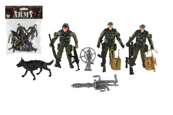 Toy soldiers with dog and accessories set